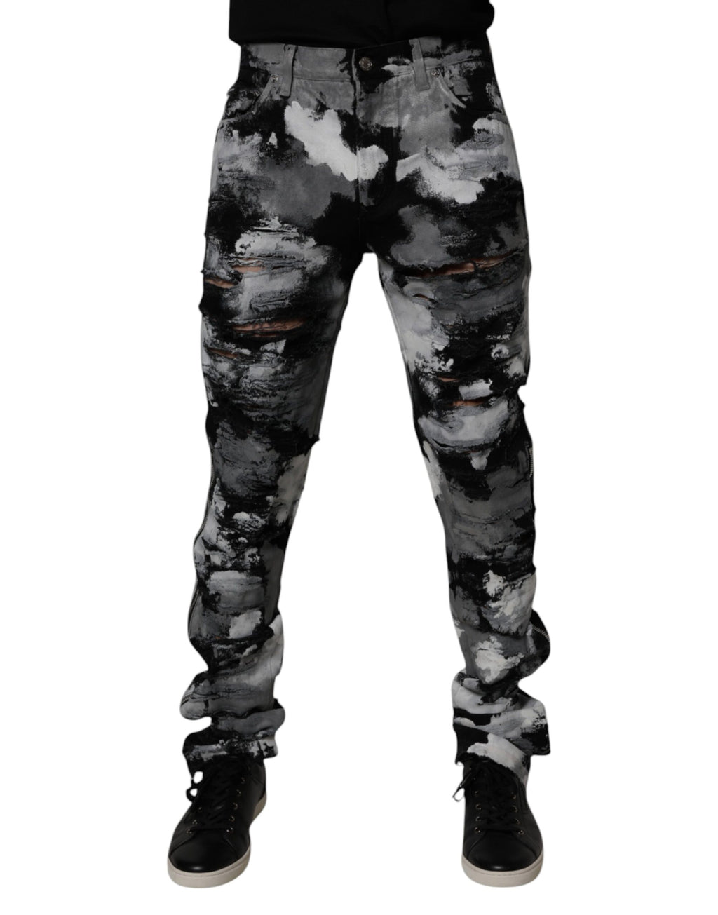 Jean skinny en denim déchiré camouflage multicolore Dolce &amp; Gabbana