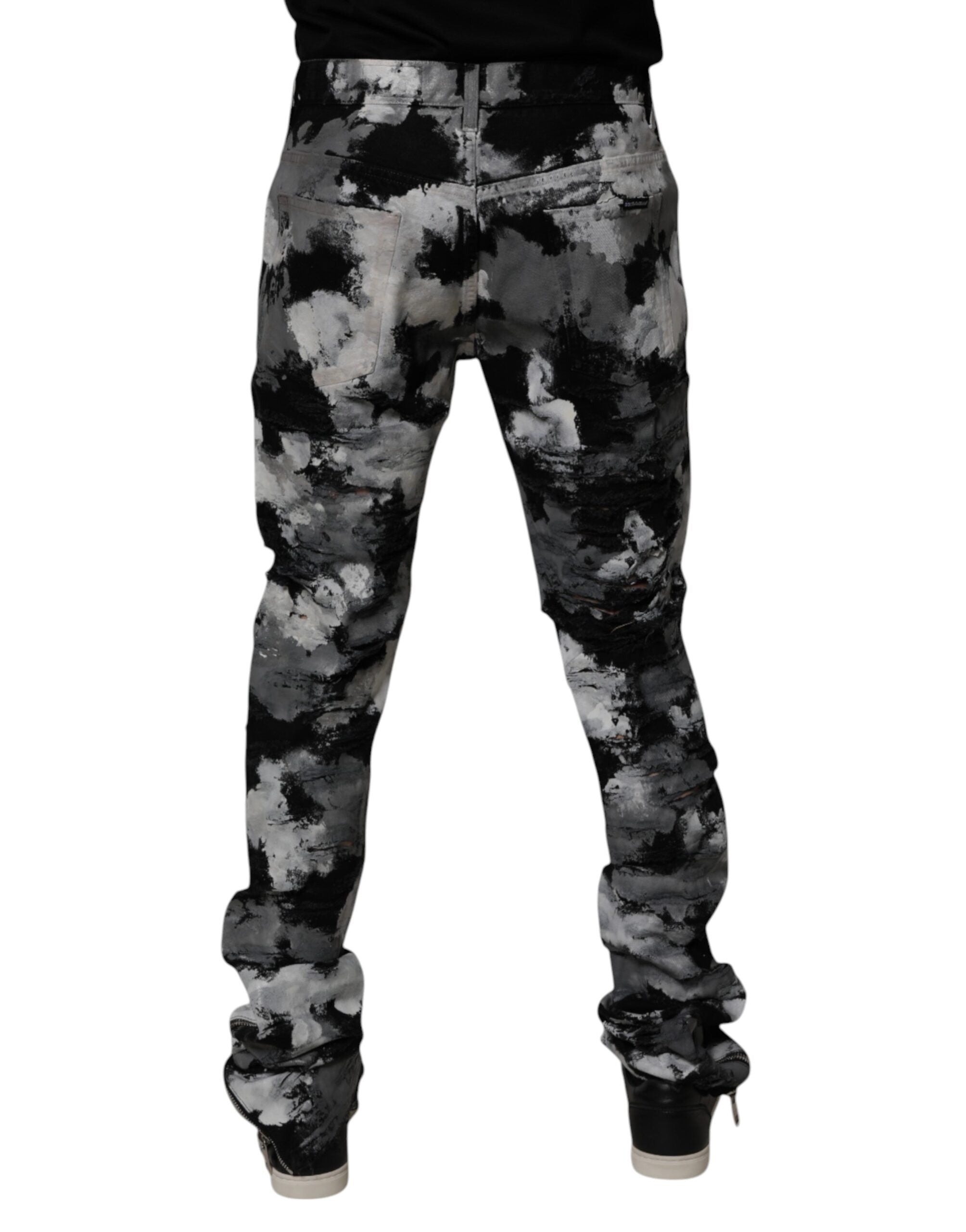 Jean skinny en denim déchiré camouflage multicolore Dolce &amp; Gabbana