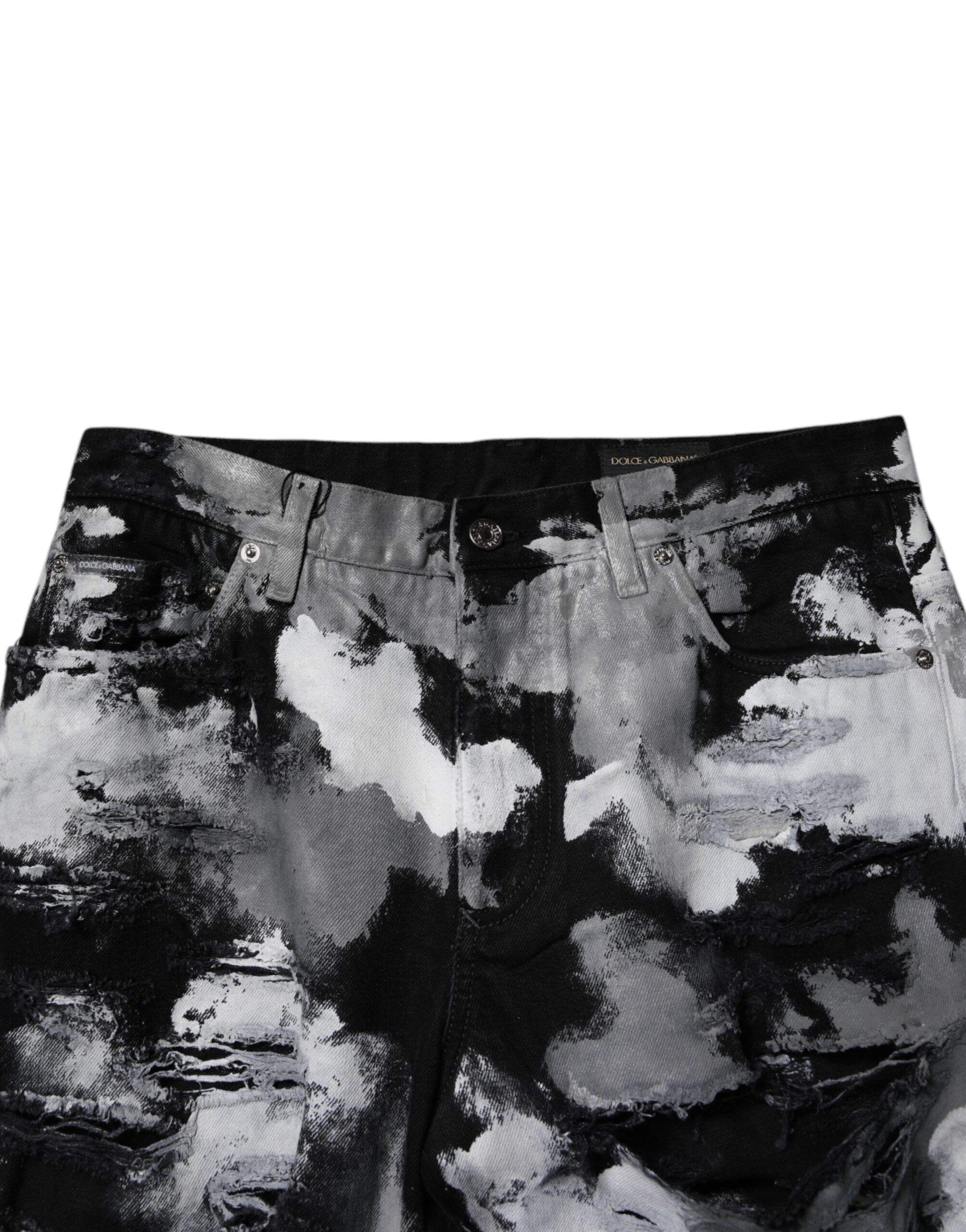 Jean skinny en denim déchiré camouflage multicolore Dolce &amp; Gabbana
