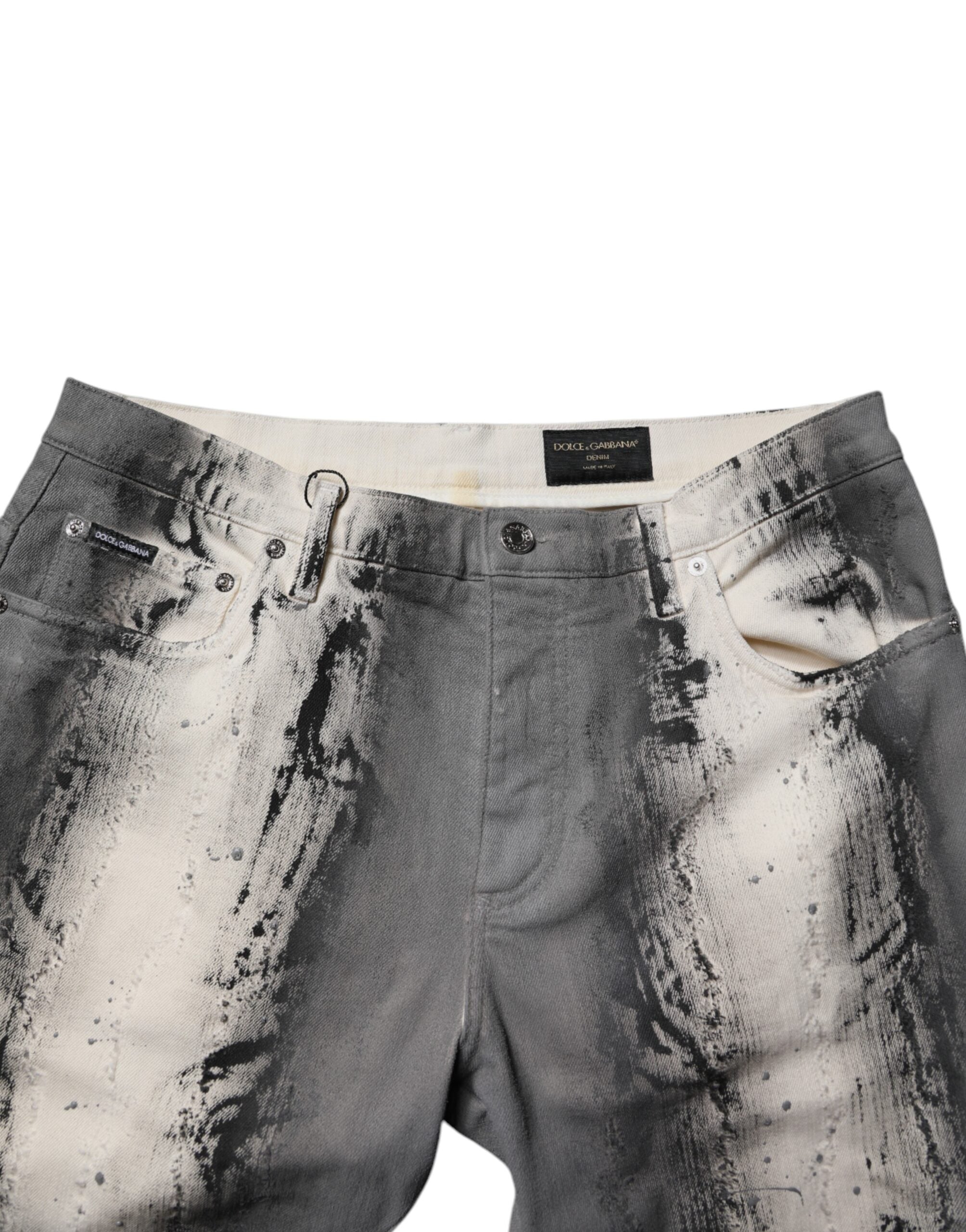 Jean skinny en coton gris tie-dye Dolce &amp; Gabbana pour homme