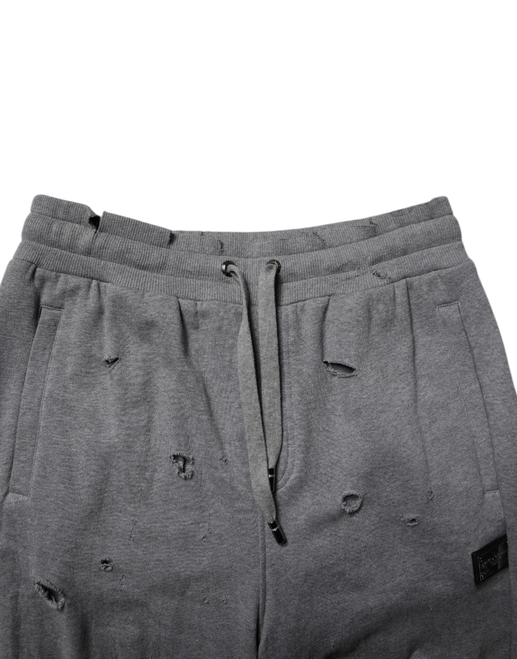 Dolce &amp; Gabbana Graue, gerade Jogginghose aus Baumwolle im RipStyle