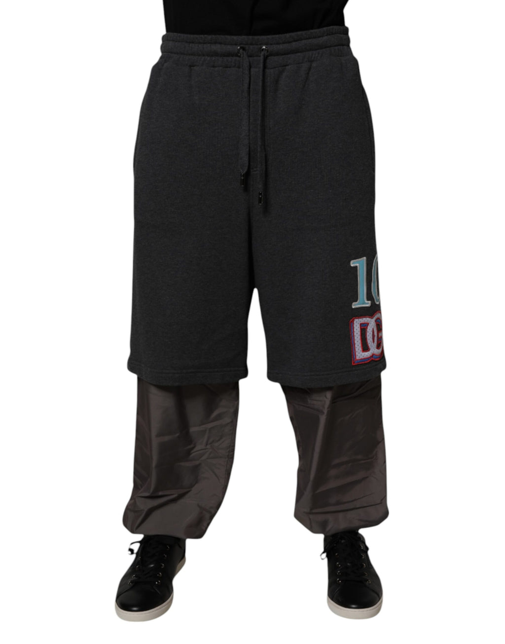 Dolce &amp; Gabbana Dunkelgraue, gerade geschnittene Jogginghose aus Baumwolle