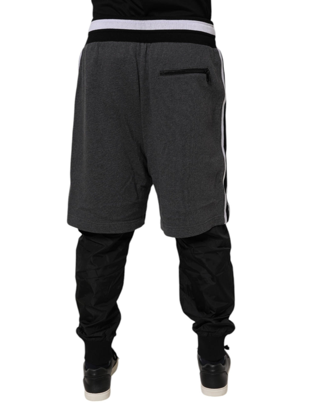 Dolce &amp; Gabbana Schwarz Grau Baumwolle Lagen Herren Jogginghose Hose