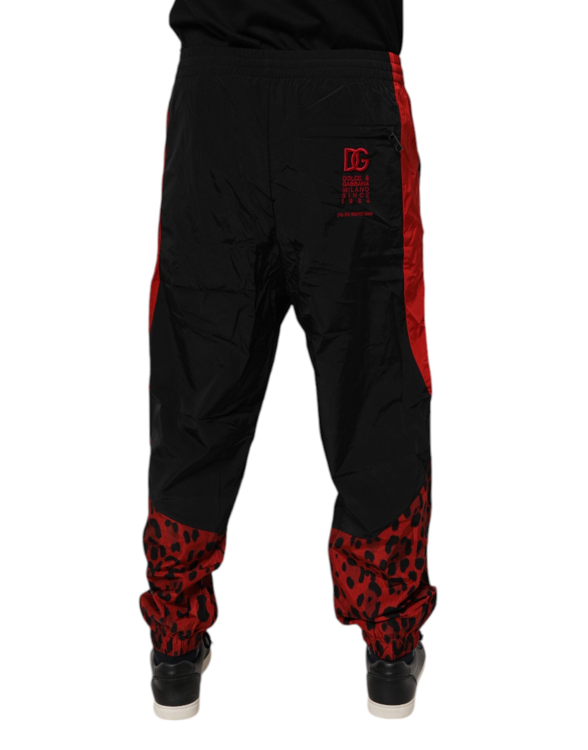 Dolce &amp; Gabbana – Jogginghose mit Leopardenmuster in Schwarz und Rot