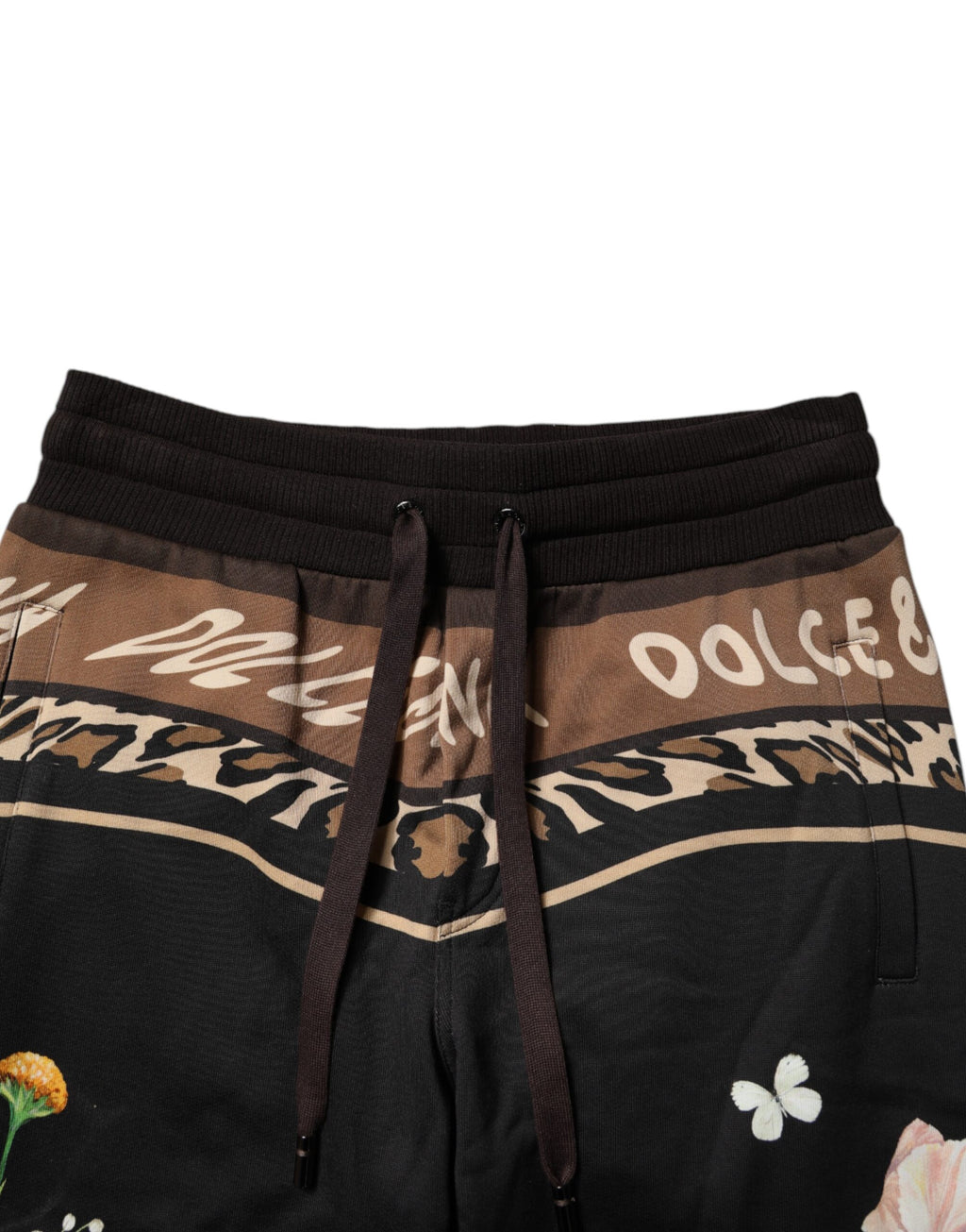 Dolce &amp; Gabbana – Schwarze Jogginghose aus Baumwolle mit Blumenmuster
