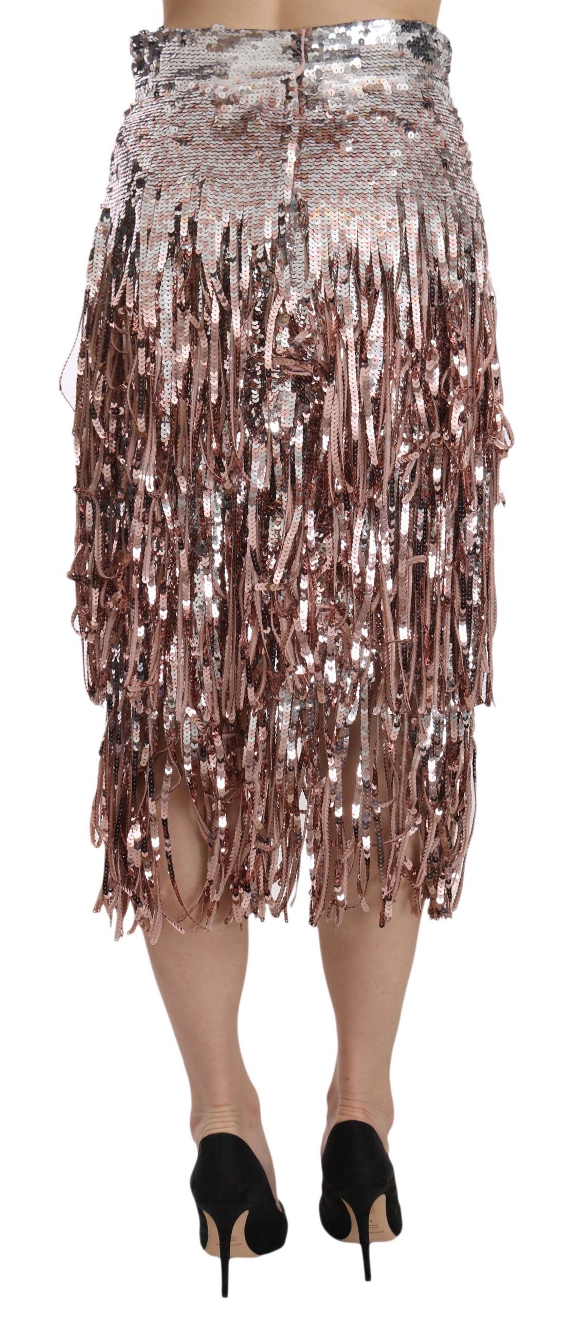 Jupe midi taille haute en tulle à paillettes métallisées Dolce &amp; Gabbana