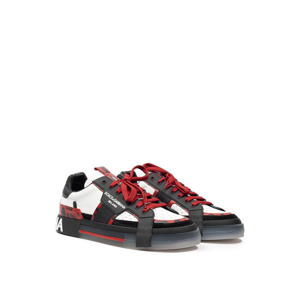 Baskets en cuir noir et blanc Dolce &amp; Gabbana