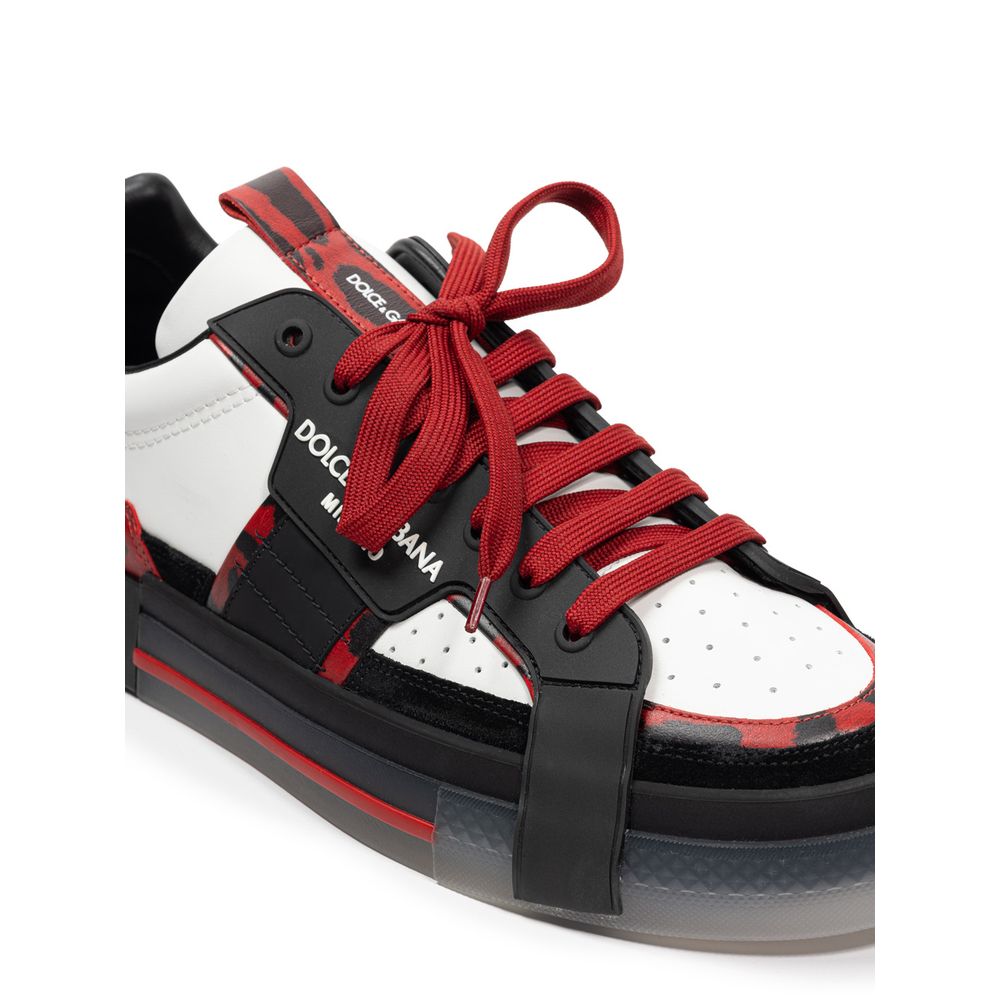 Baskets en cuir noir et blanc Dolce &amp; Gabbana