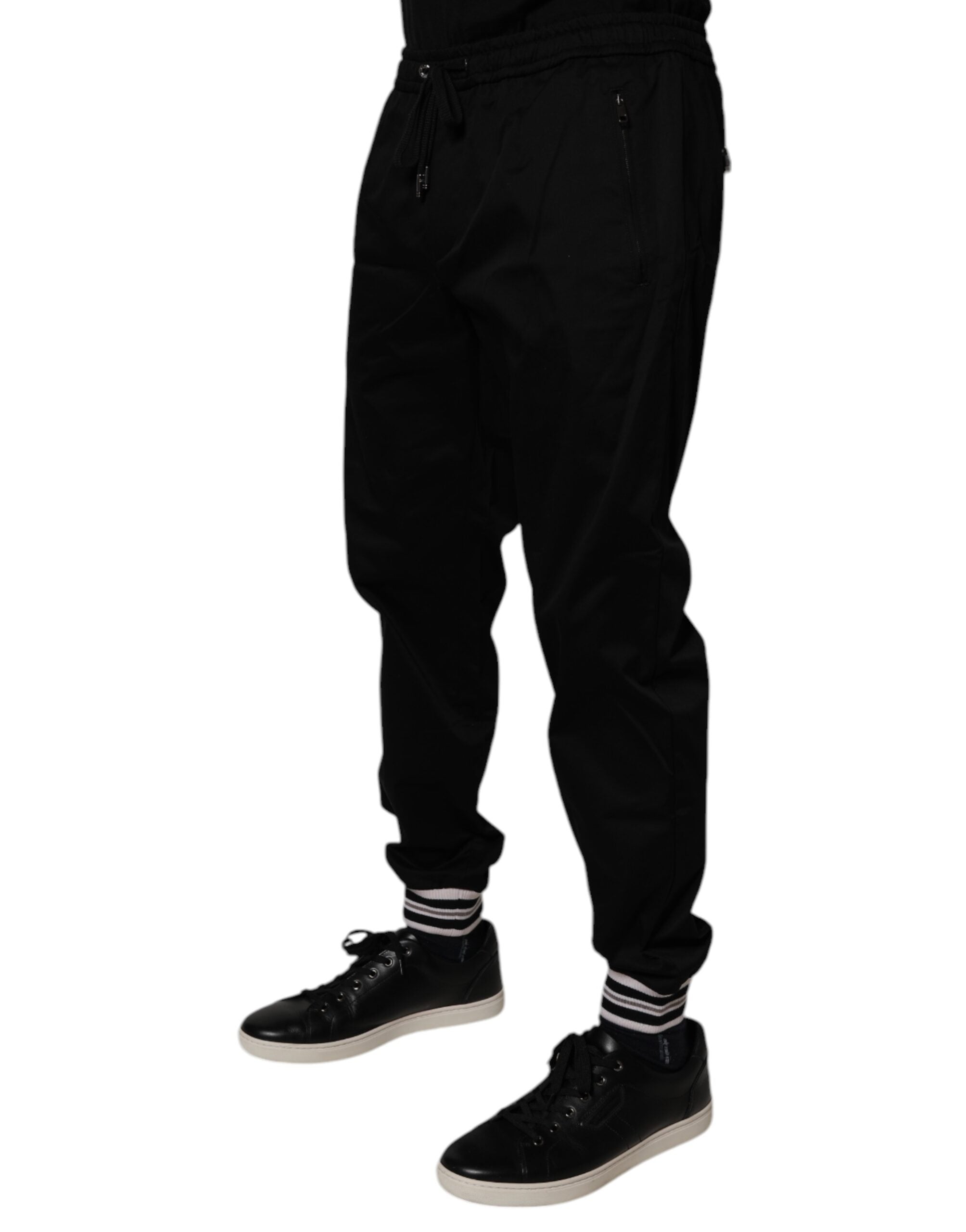 Dolce &amp; Gabbana – Schwarze Jogginghose aus Baumwollstretch