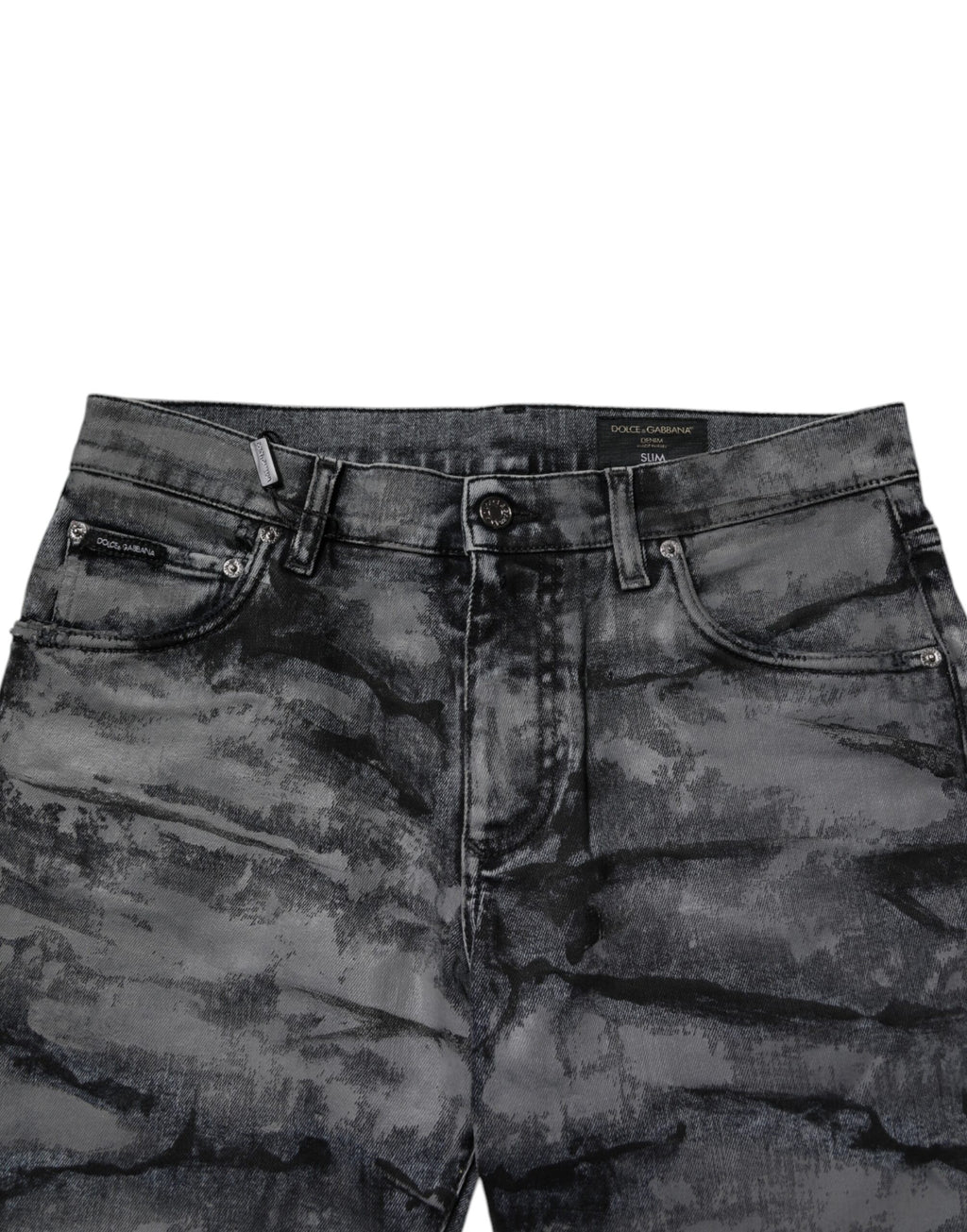 Dolce &amp; Gabbana Graue Skinny-Jeans aus Baumwolle mit Batikmuster für Herren