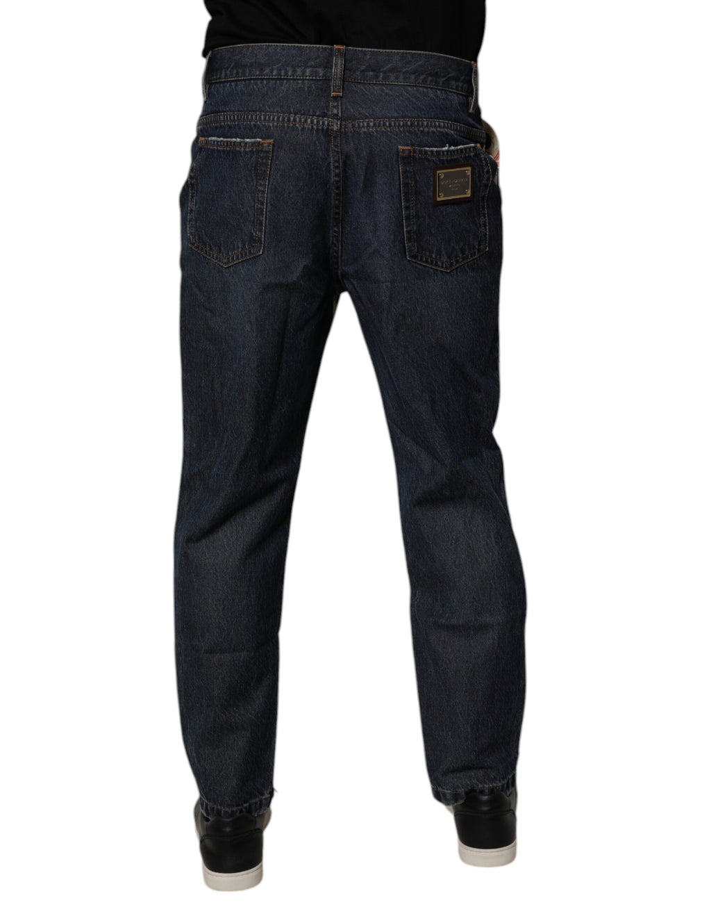 Dolce &amp; Gabbana Beige Blau Blumenmuster Baumwolle Herren Jeans