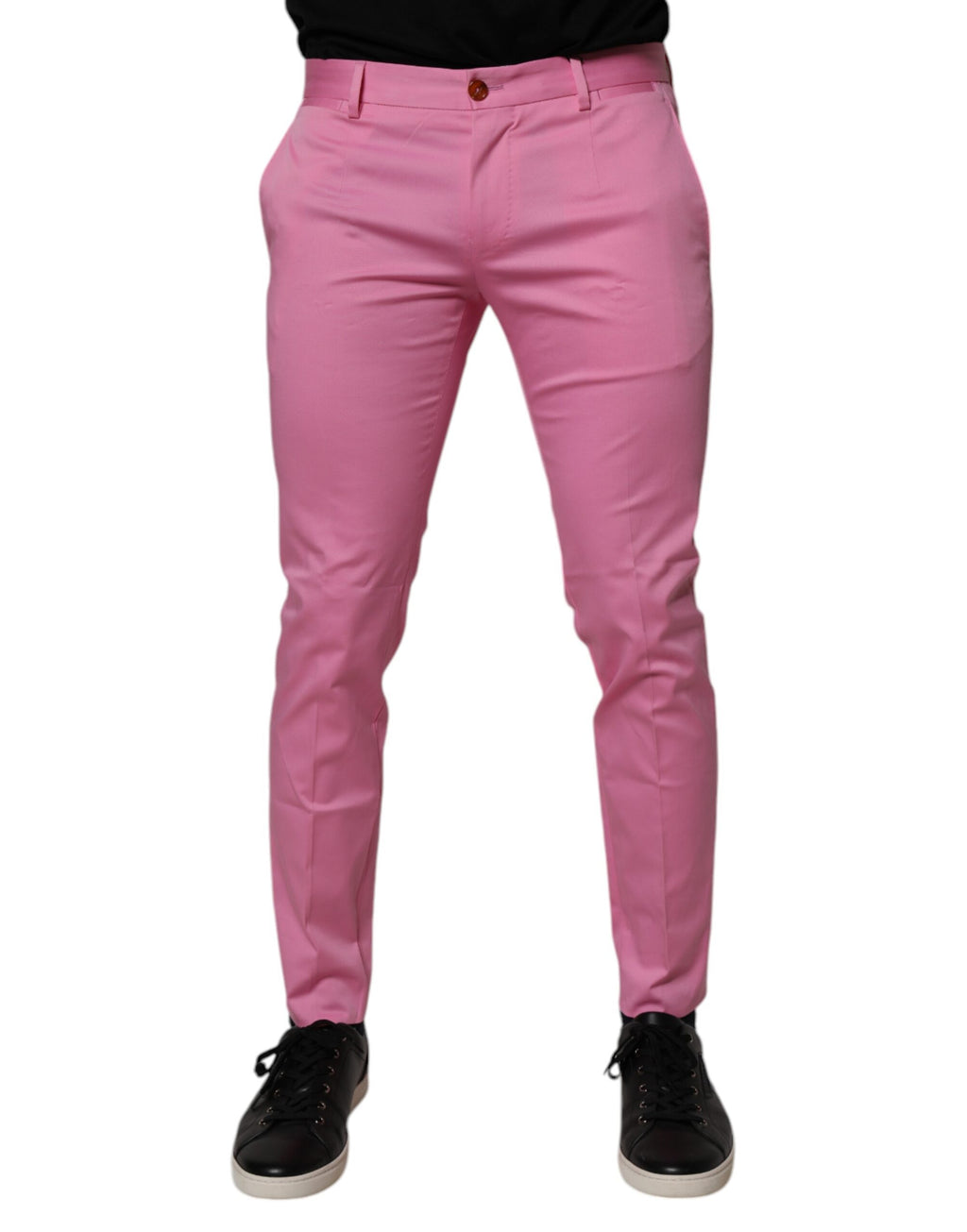 Dolce &amp; Gabbana – Slim Fit – Formelle Anzughose aus rosa Baumwolle für Herren
