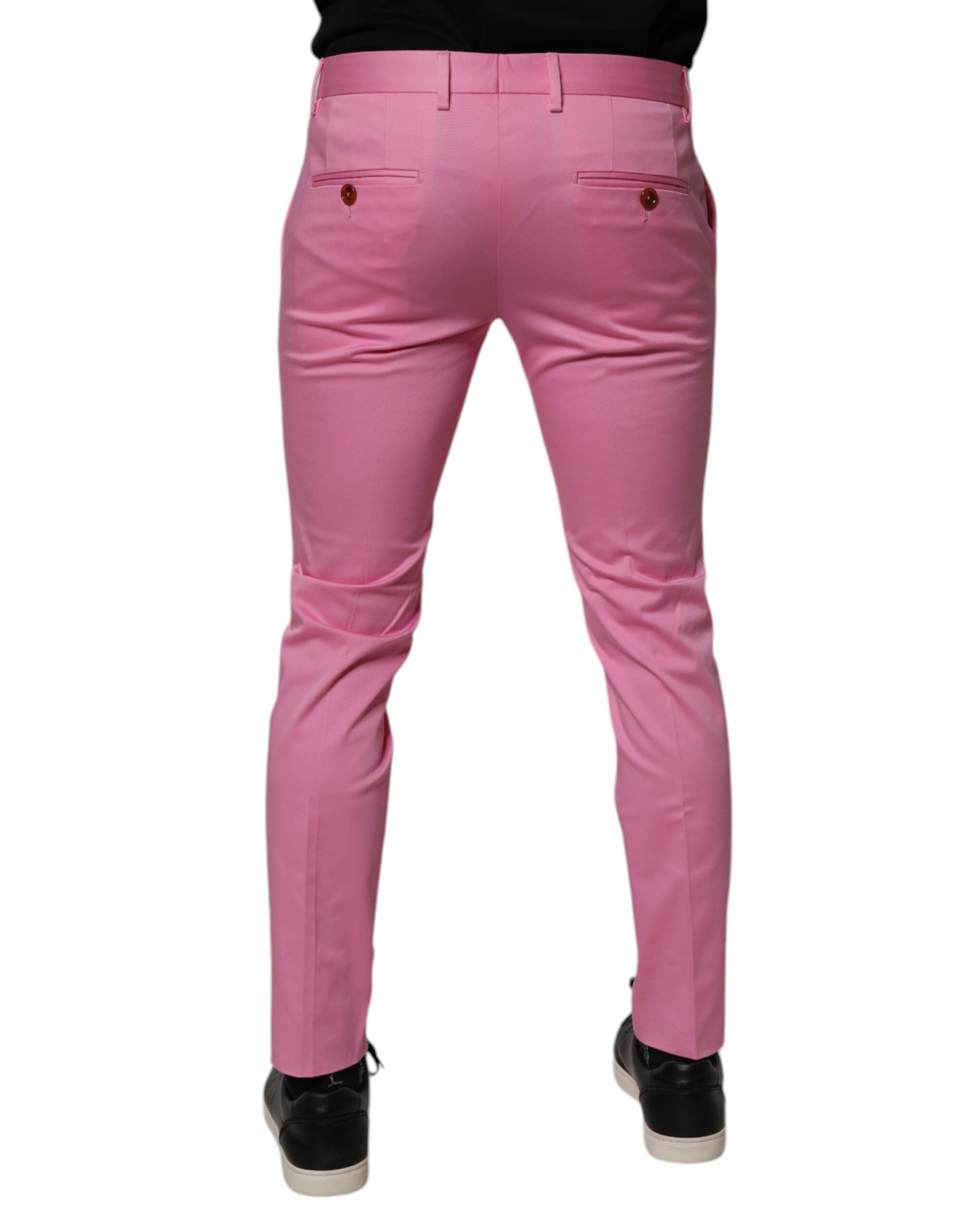 Dolce &amp; Gabbana – Slim Fit – Formelle Anzughose aus rosa Baumwolle für Herren