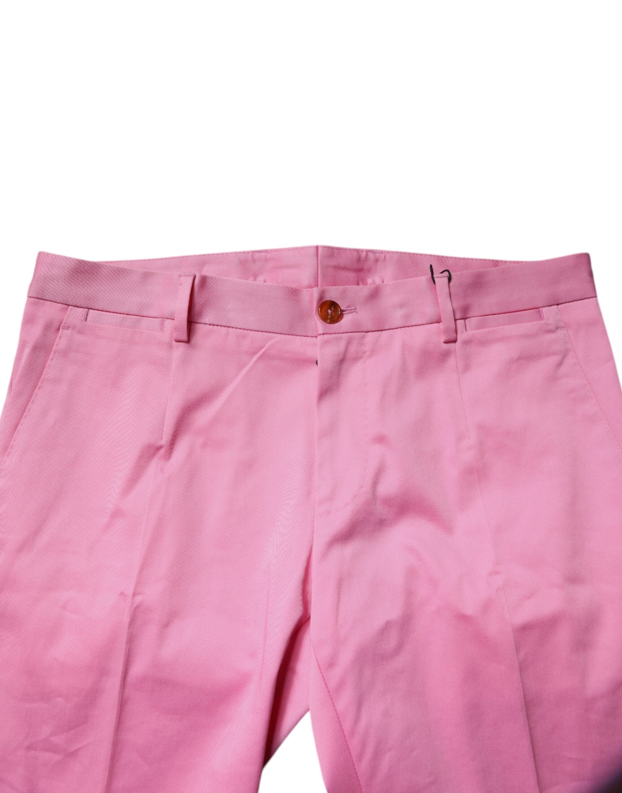 Dolce &amp; Gabbana – Slim Fit – Formelle Anzughose aus rosa Baumwolle für Herren