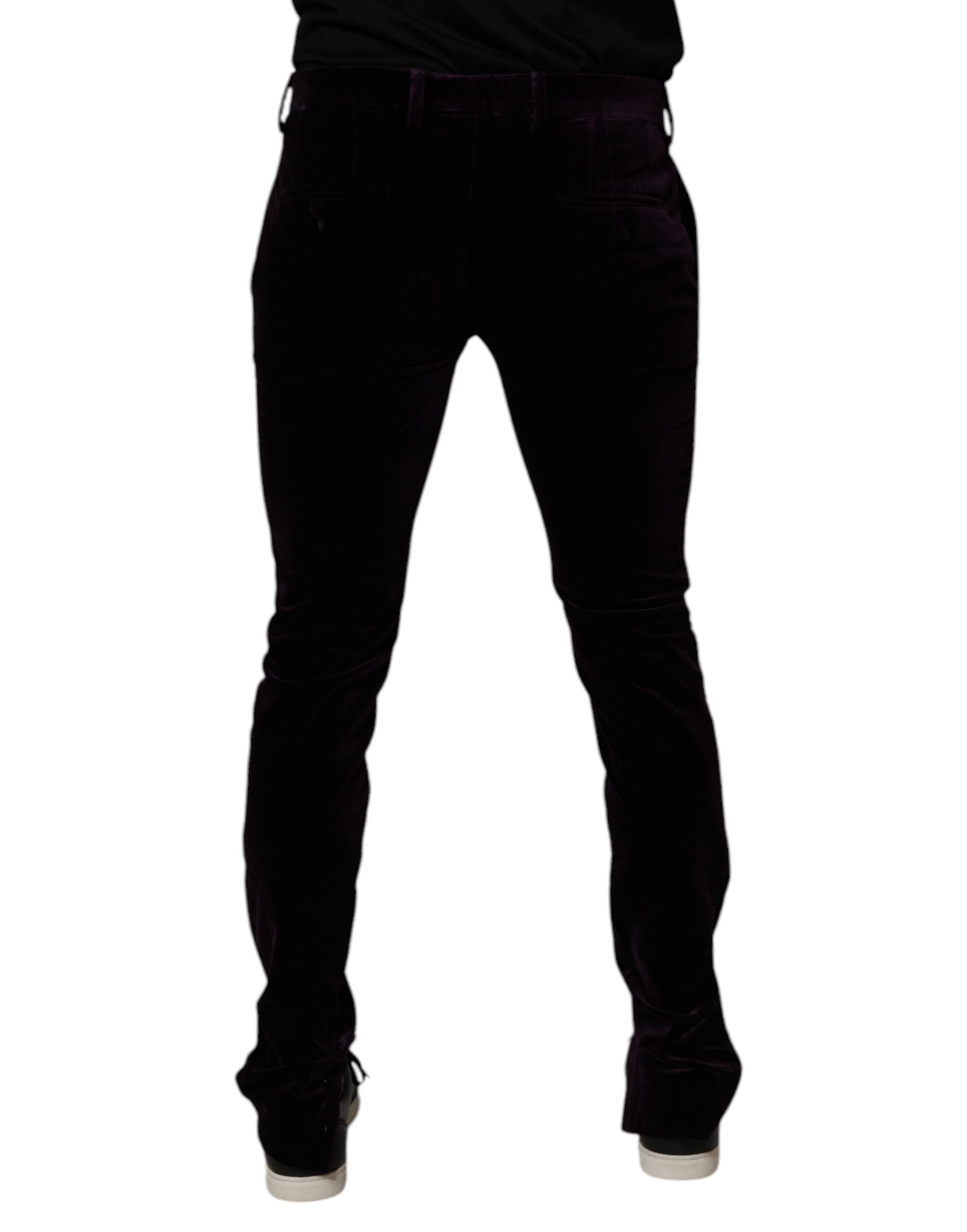 Dolce &amp; Gabbana Violette Samt-Baumwoll-Herren-Anzughose