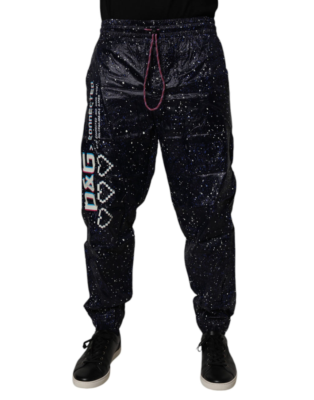 Dolce &amp; Gabbana Dunkelblaue Jogginghose aus Baumwolle mit DG-Game-Print