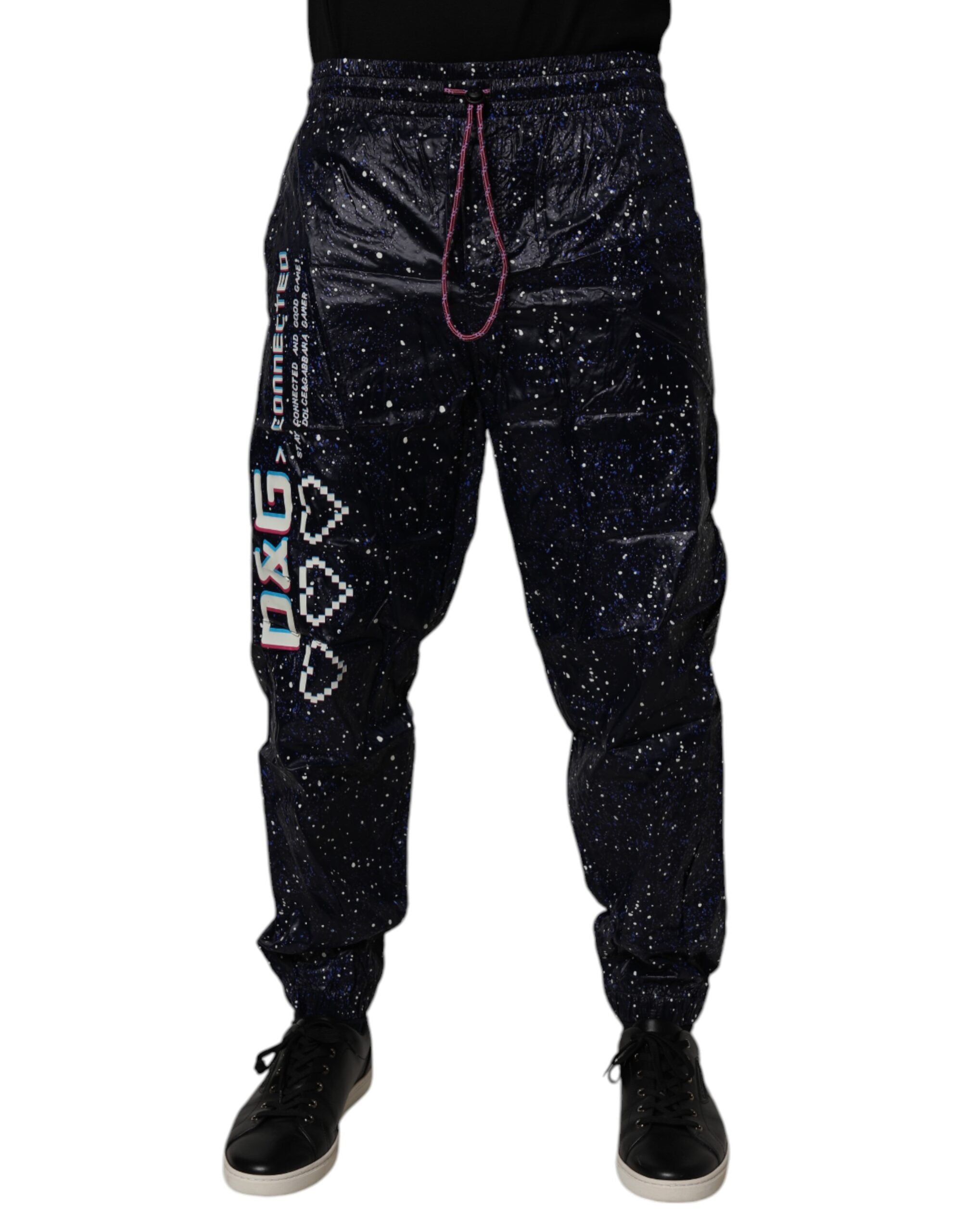 Dolce &amp; Gabbana Dunkelblaue Jogginghose aus Baumwolle mit DG-Game-Print