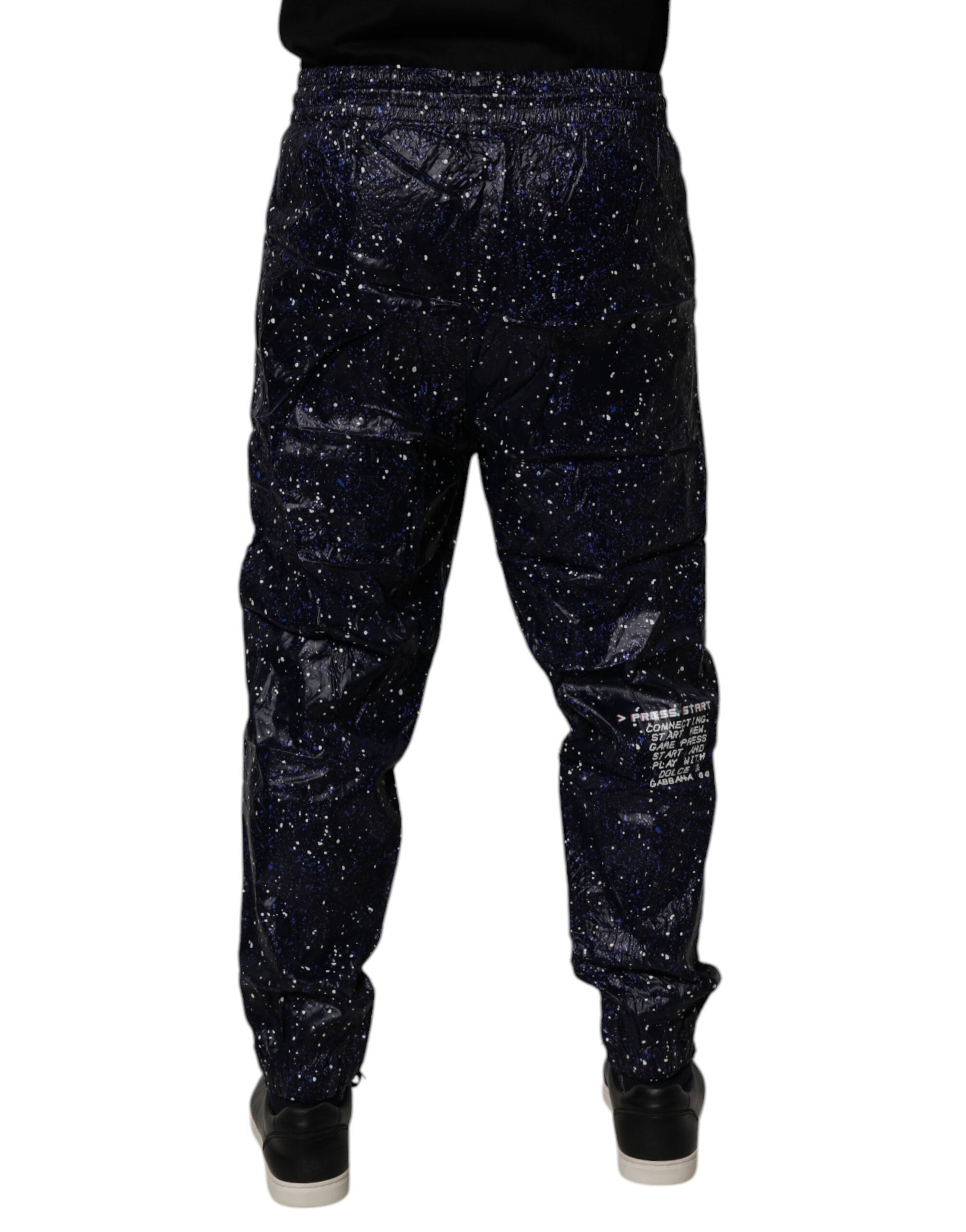 Dolce &amp; Gabbana Dunkelblaue Jogginghose aus Baumwolle mit DG-Game-Print