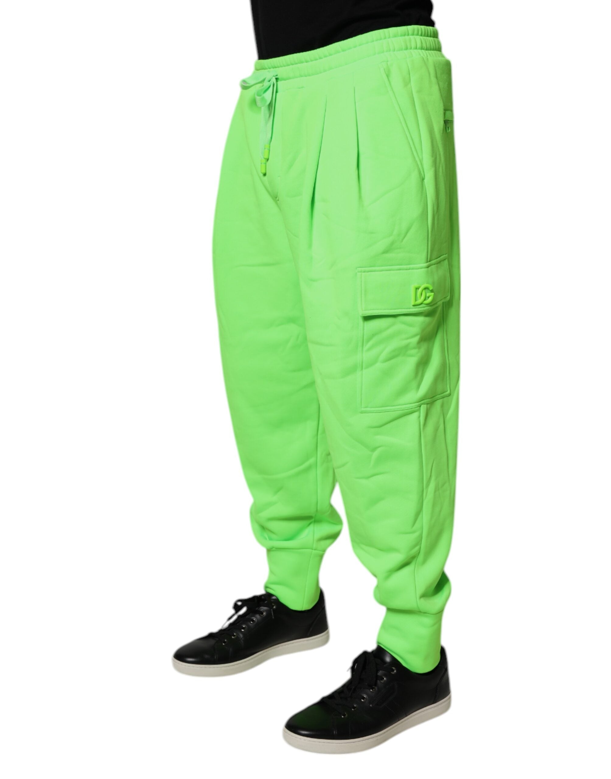 Dolce &amp; Gabbana Neongrüne Cargo-Jogginghose für Herren