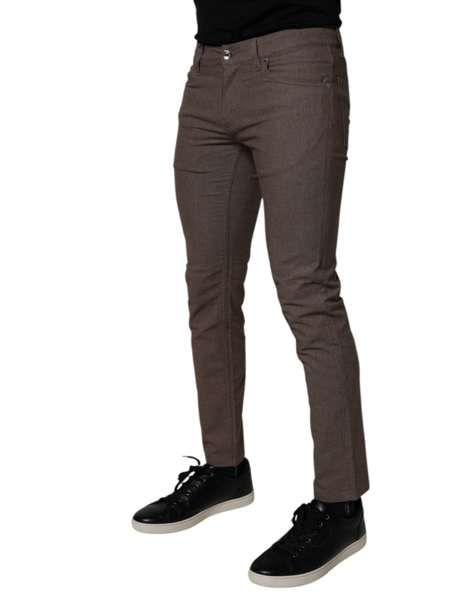 Dolce &amp; Gabbana – Braune Chinohose aus Baumwollstretch