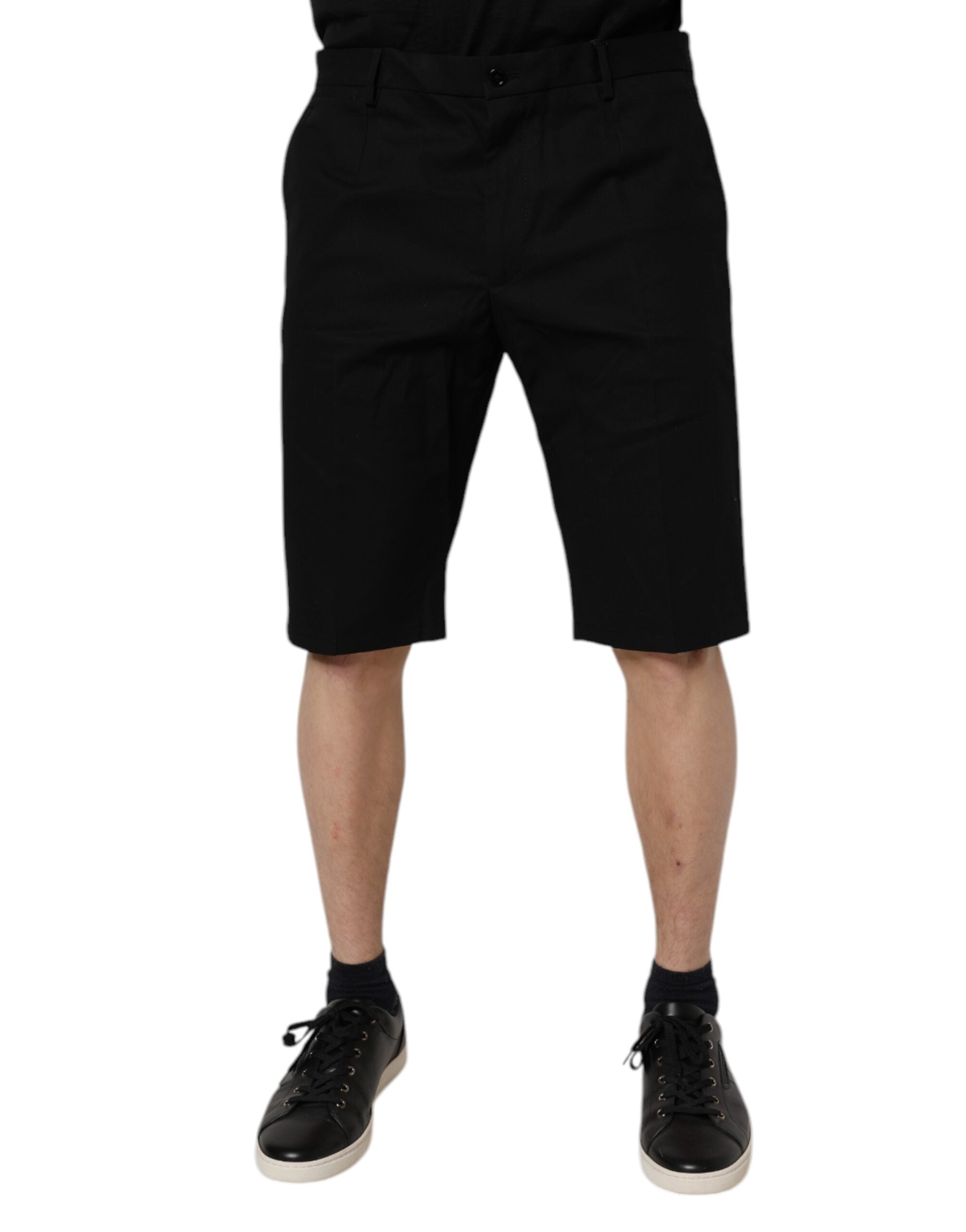 Bermuda taille moyenne en coton stretch noir Dolce &amp; Gabbana