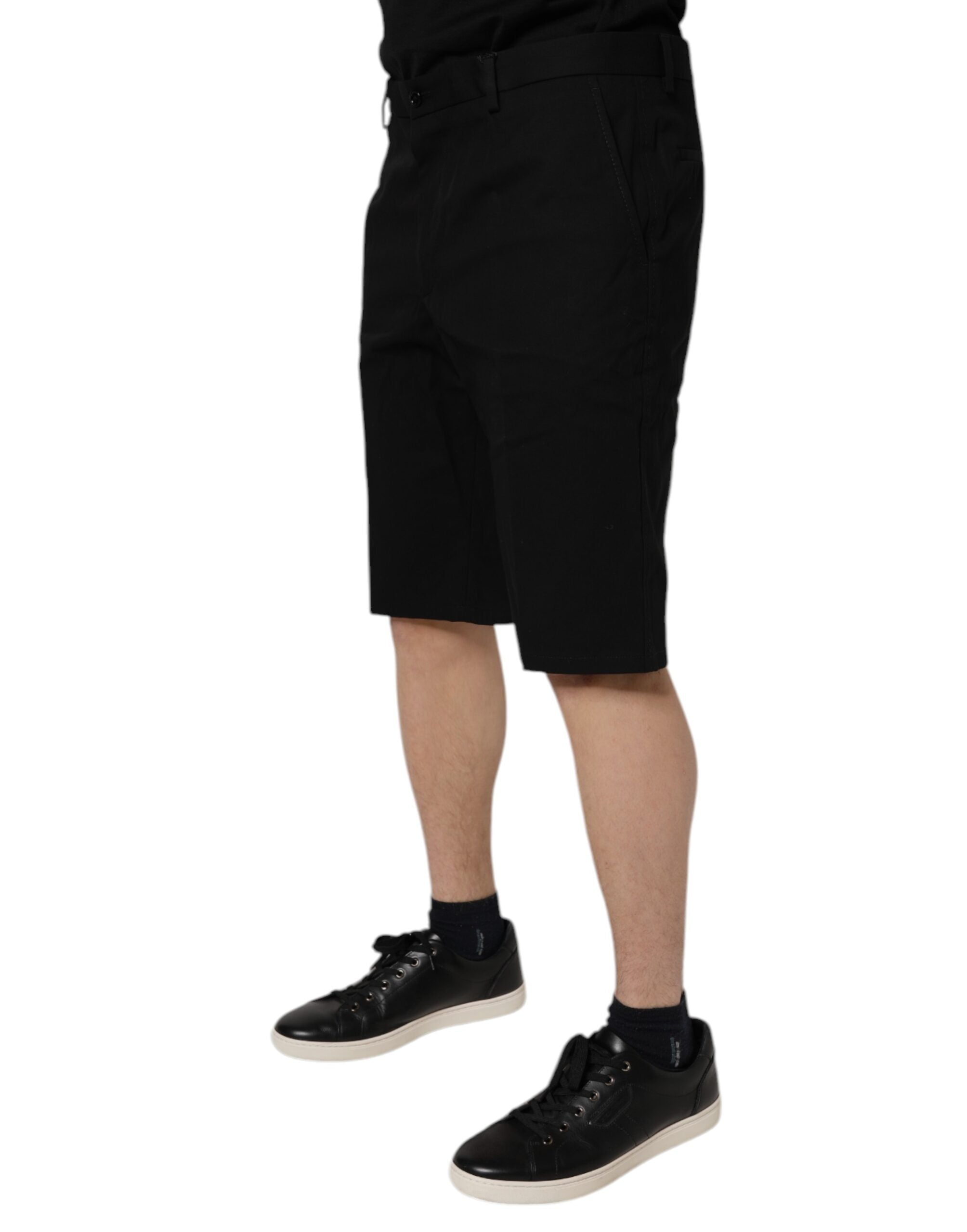 Bermuda taille moyenne en coton stretch noir Dolce &amp; Gabbana
