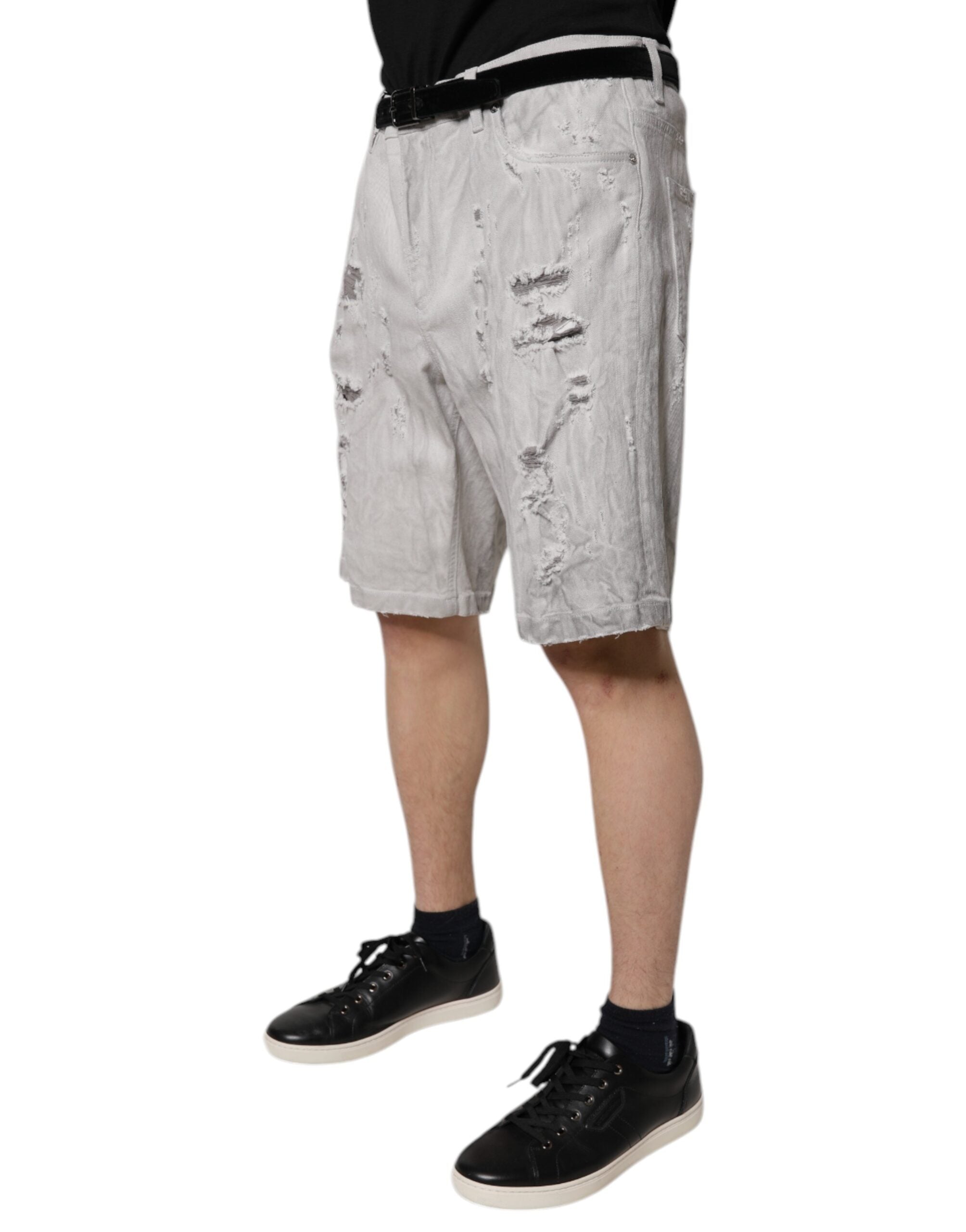 Bermuda en denim gris clair délavé Dolce &amp; Gabbana pour homme