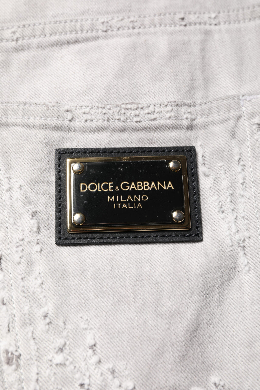 Bermuda en denim gris clair délavé Dolce &amp; Gabbana pour homme