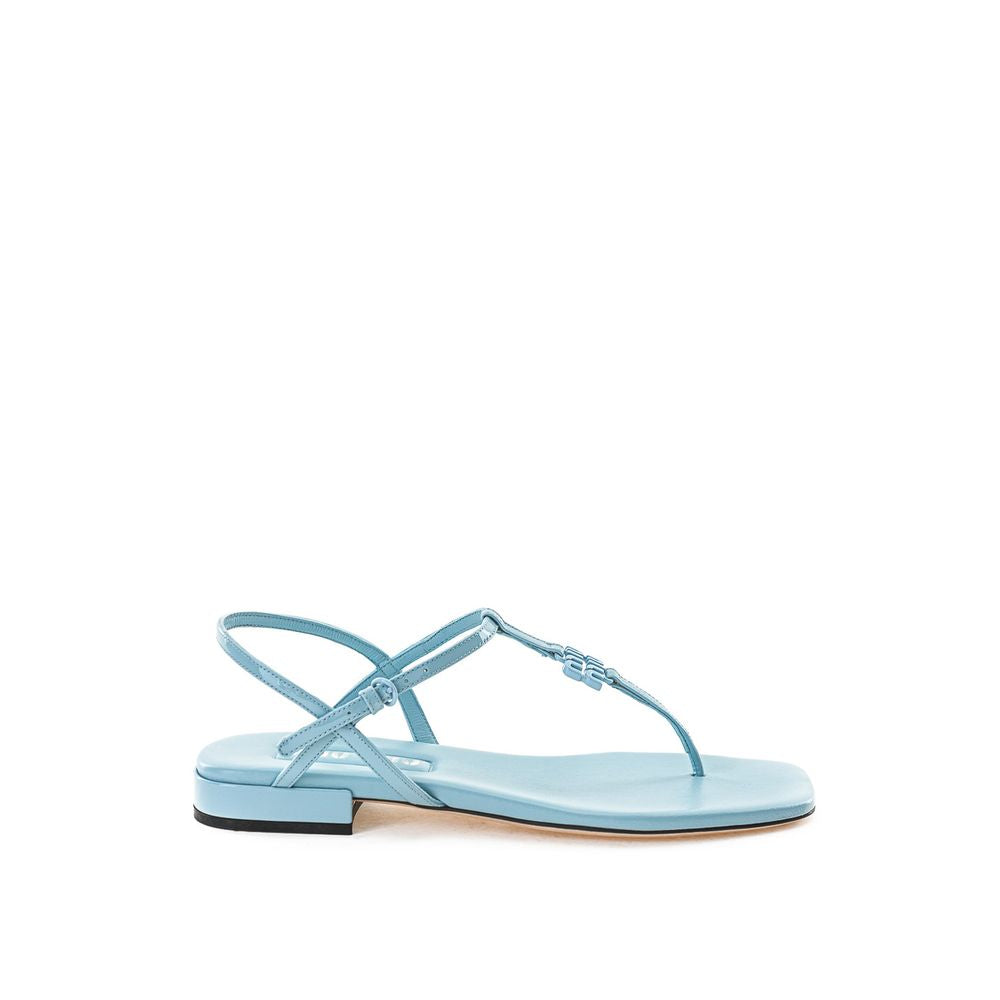 Sandale en cuir verni bleu Miu Miu