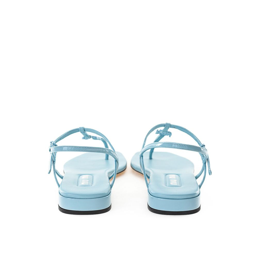Sandale en cuir verni bleu Miu Miu