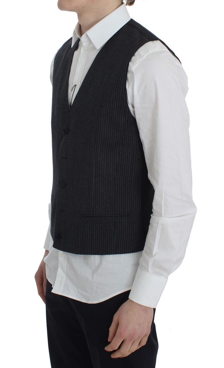 Dolce &amp; Gabbana Élégant gilet en laine à rayures grises