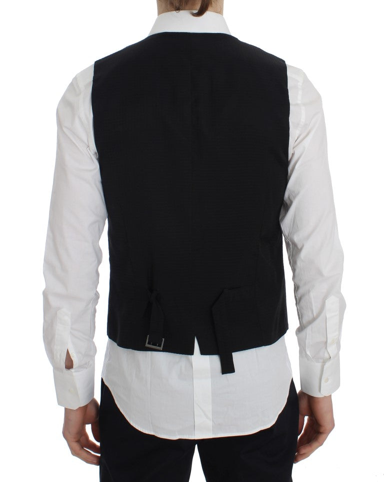 Dolce &amp; Gabbana Élégant gilet en laine à rayures grises