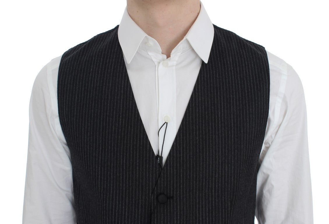Dolce &amp; Gabbana Élégant gilet en laine à rayures grises