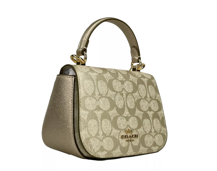 COACH Lysa Top Handle Bag Crossbody Champagne Gold