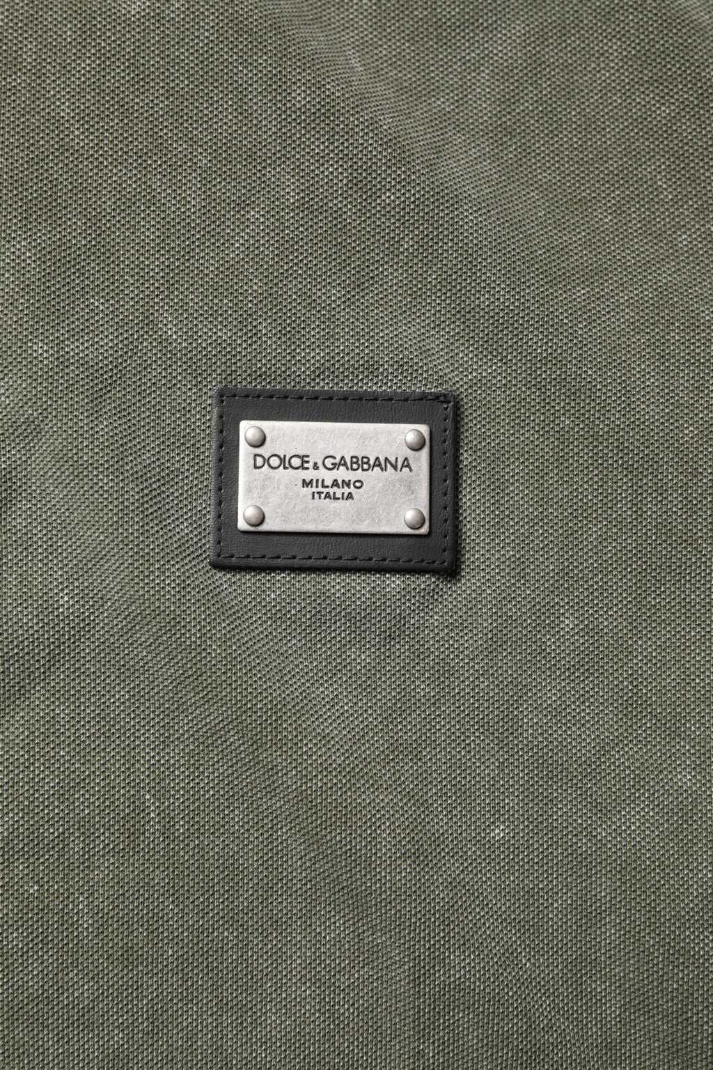 Polo en coton vert armée Dolce &amp; Gabbana avec plaque logo