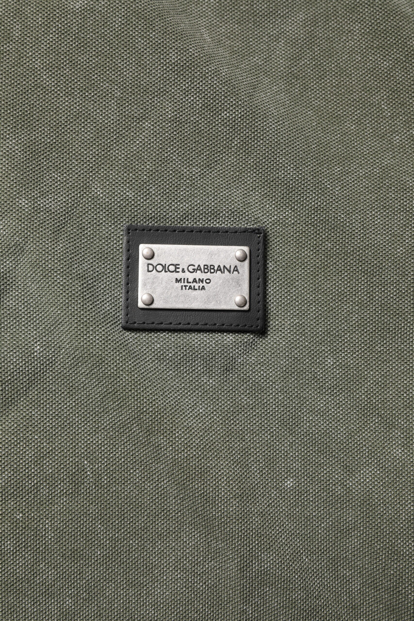 Polo en coton vert armée Dolce &amp; Gabbana avec plaque logo