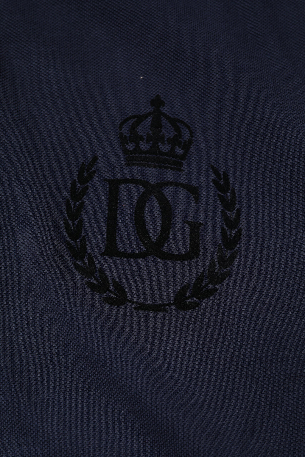 Polo Dolce &amp; Gabbana en coton bleu foncé à col couronne