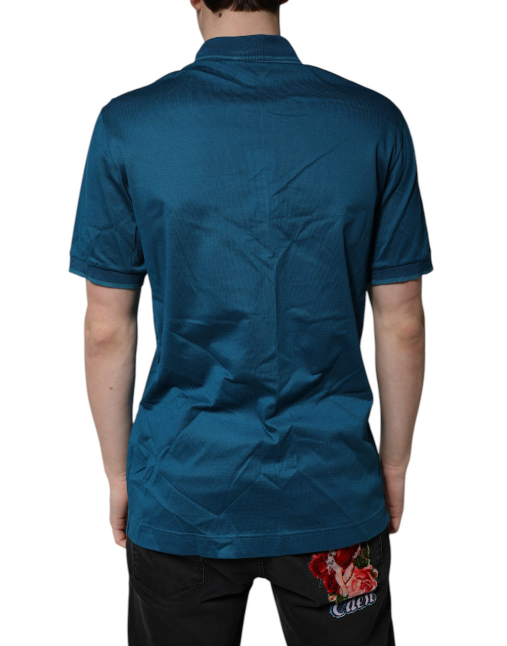 Polo Dolce &amp; Gabbana en coton bleu avec logo pour homme
