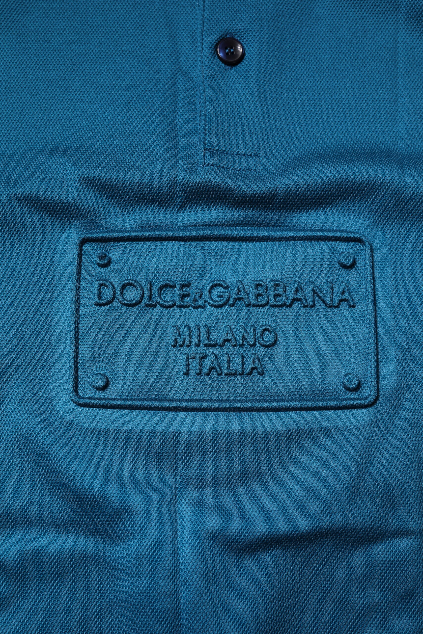 Polo Dolce &amp; Gabbana en coton bleu avec logo pour homme