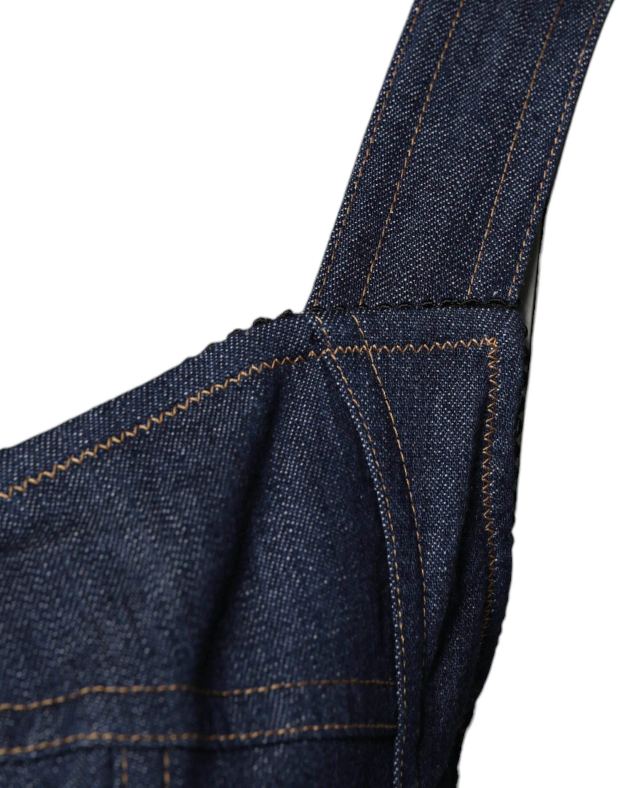 Body moulant sans manches en denim bleu en coton stretch Dolce &amp; Gabbana