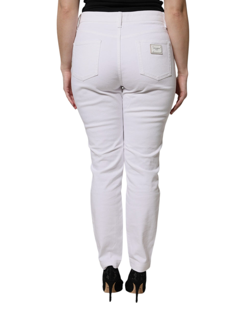 Dolce &amp; Gabbana – Weiße Skinny-Jeans aus Baumwolle mit mittlerer Taille