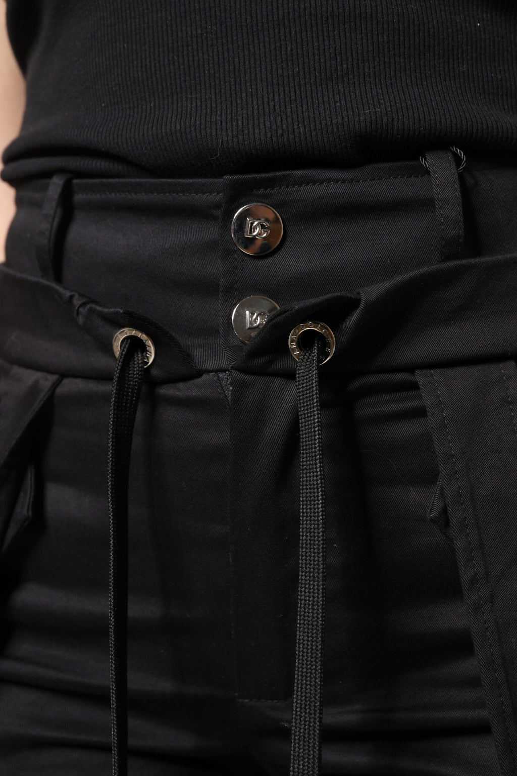 Pantalon cargo taille haute en coton noir Dolce &amp; Gabbana