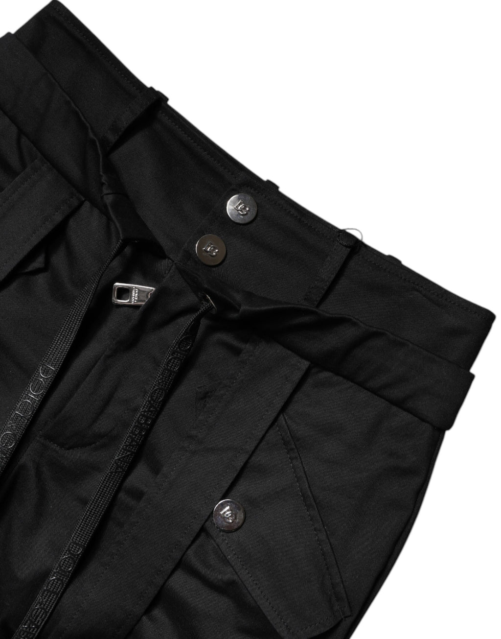 Pantalon cargo taille haute en coton noir Dolce &amp; Gabbana