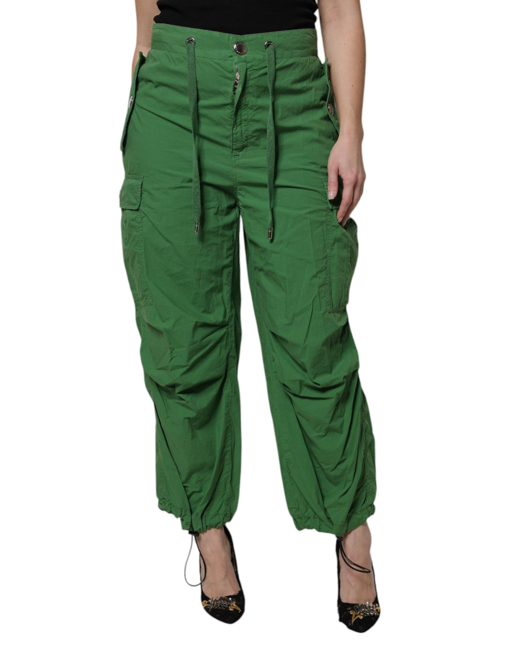 Pantalon cargo taille haute en coton vert Dolce &amp; Gabbana
