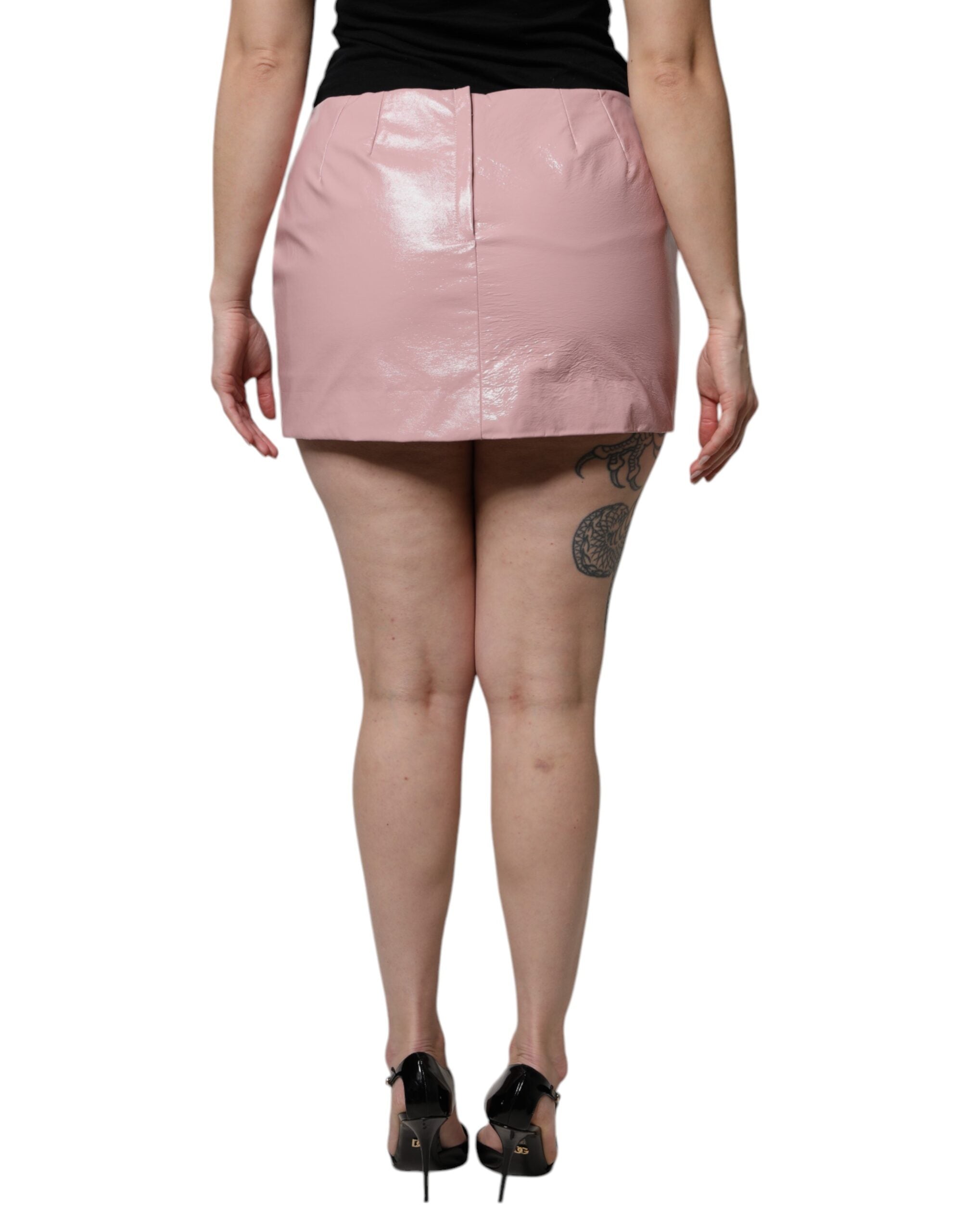 Mini-jupe taille haute en coton rose brillant Dolce &amp; Gabbana