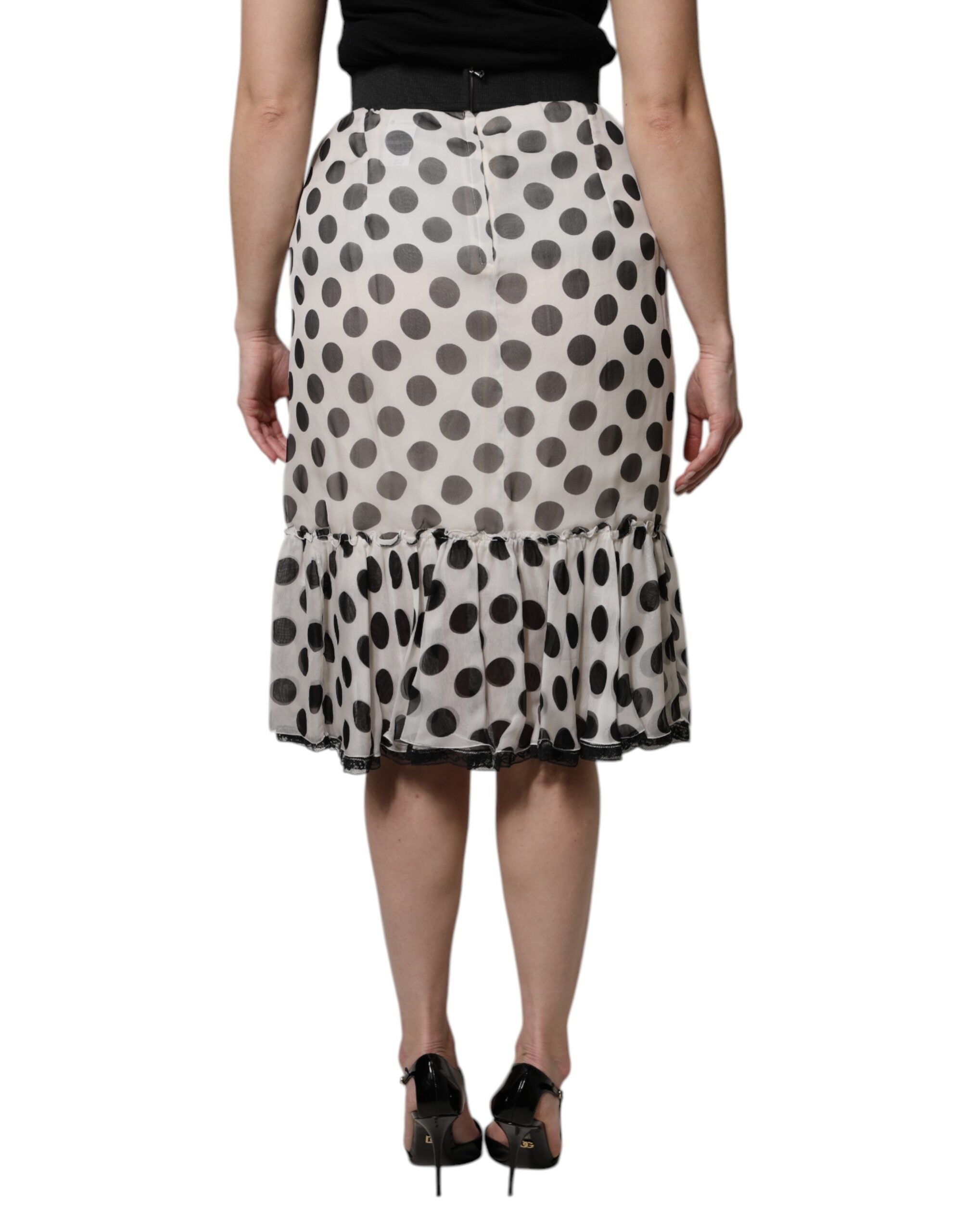 Jupe mi-longue à pois blancs et noirs Dolce &amp; Gabbana