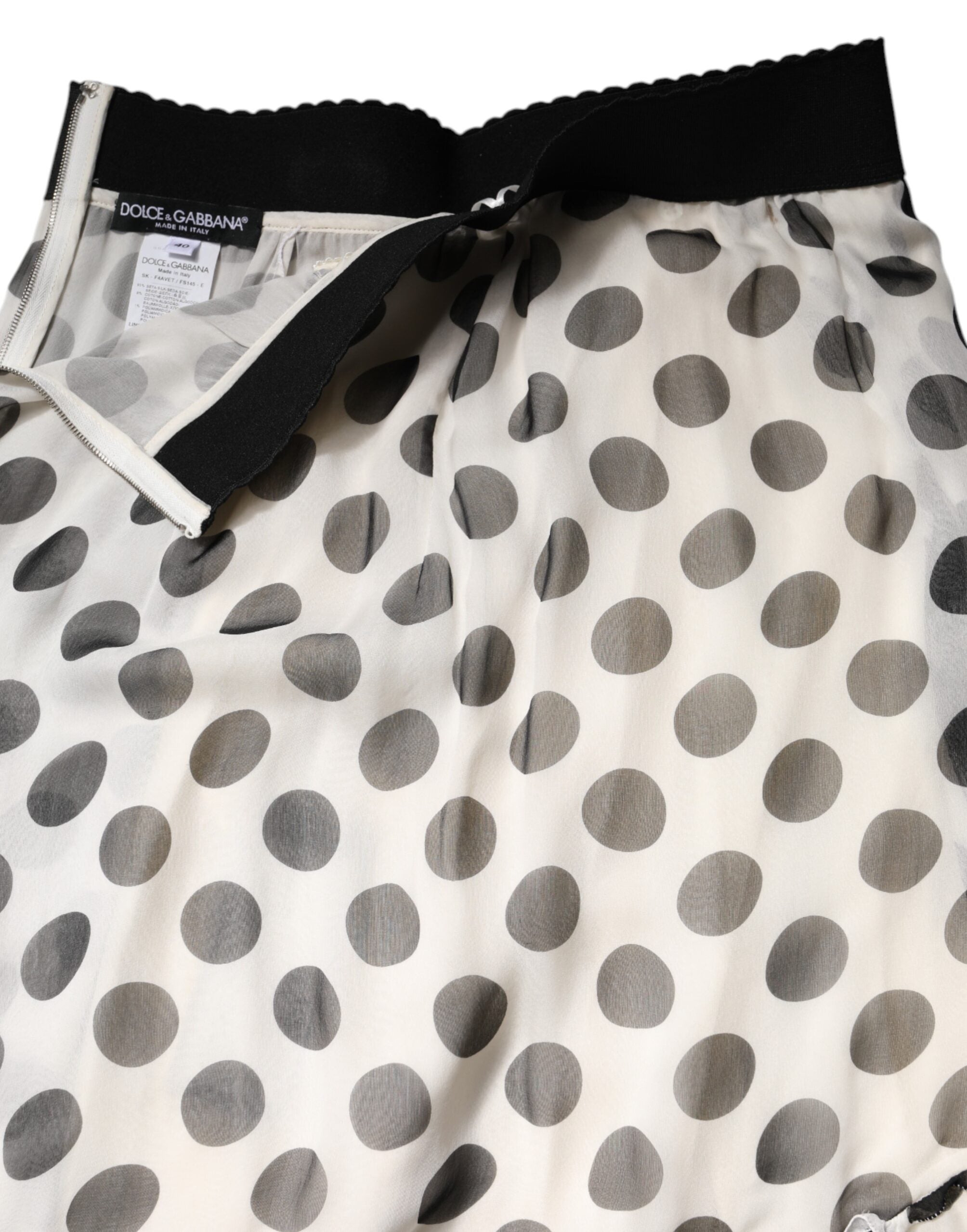Jupe mi-longue à pois blancs et noirs Dolce &amp; Gabbana