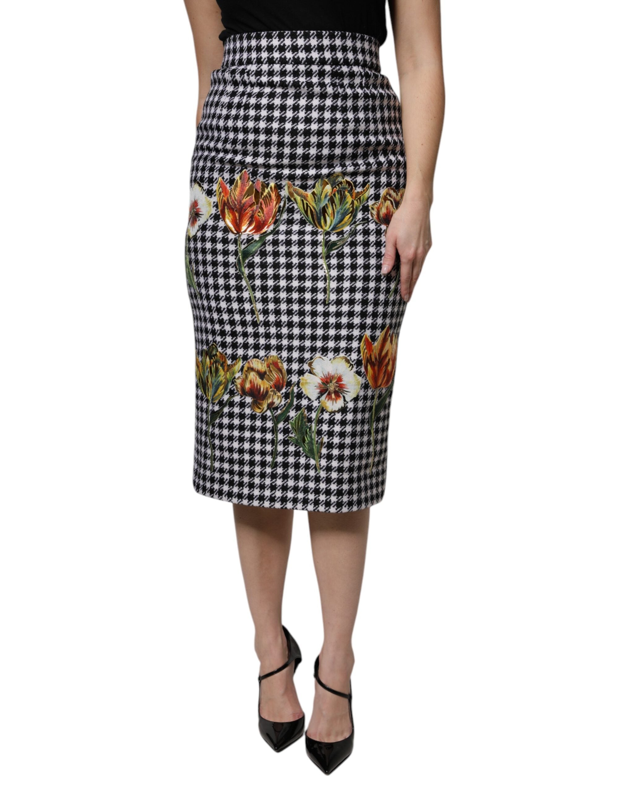 Jupe crayon taille haute à imprimé floral multicolore Dolce &amp; Gabbana