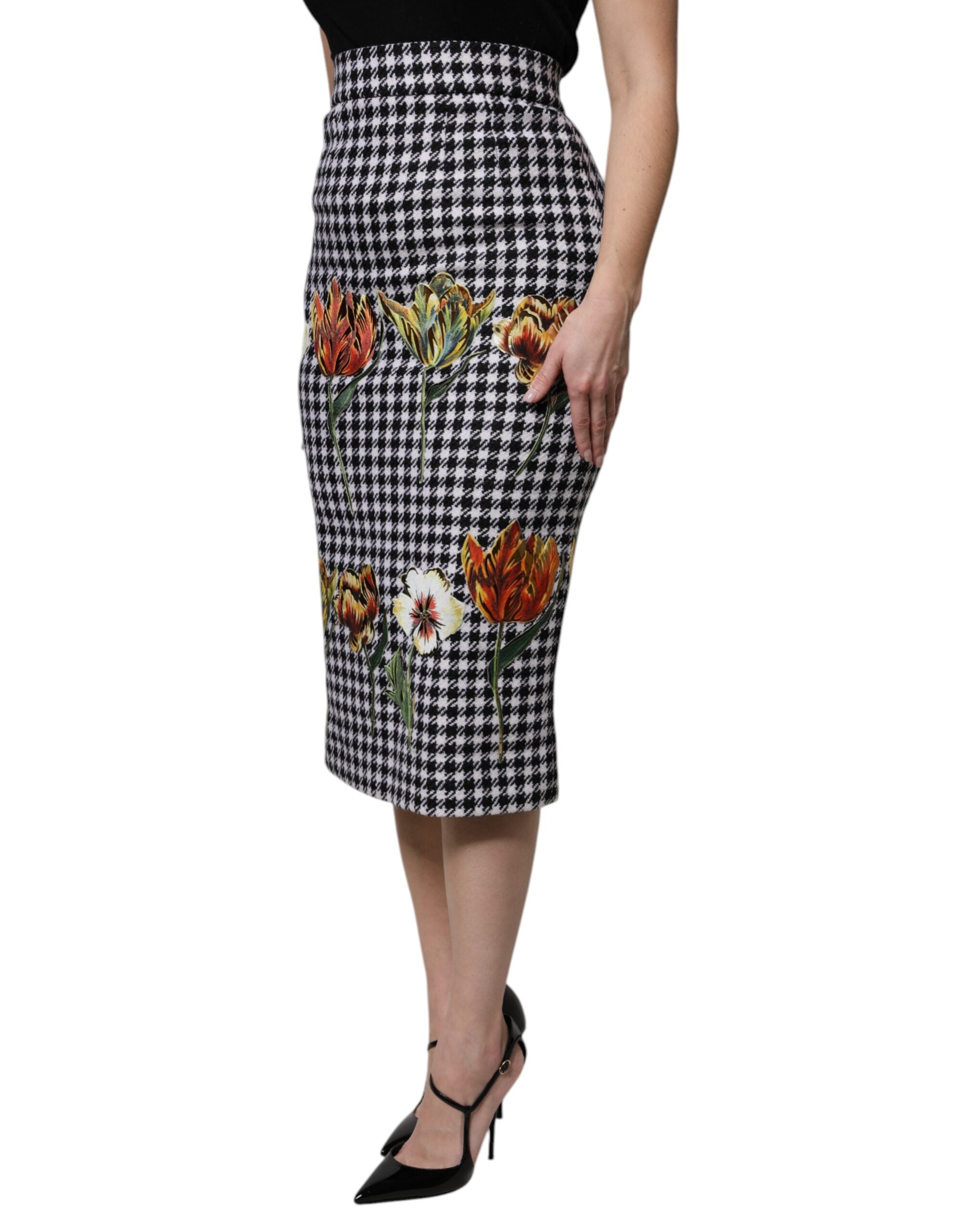 Jupe crayon taille haute à imprimé floral multicolore Dolce &amp; Gabbana