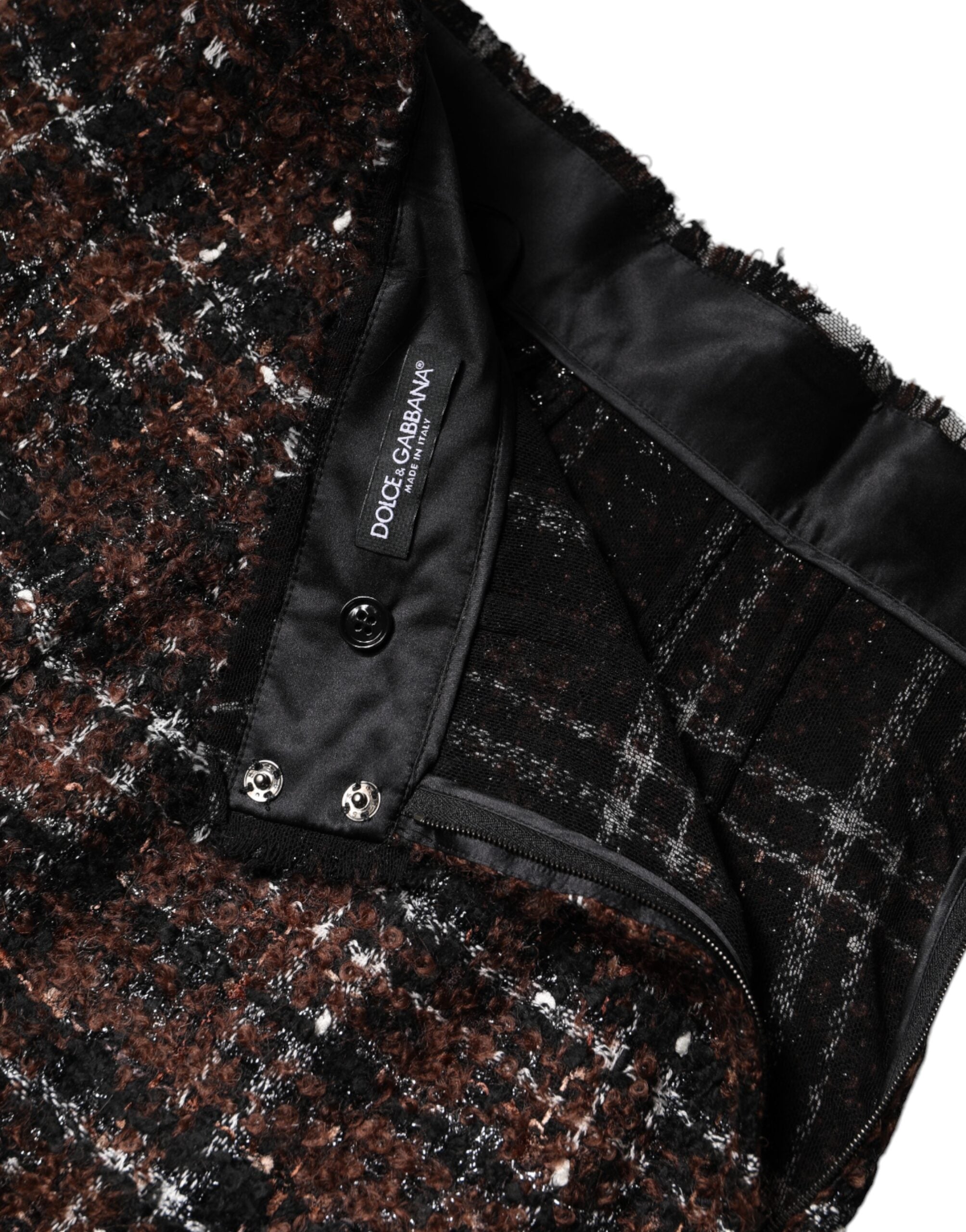 Jupe crayon taille haute en tweed tartan multicolore Dolce &amp; Gabbana